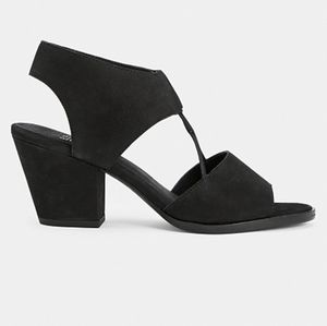 Eileen Fisher Doe tumbled nubuck sandal black suede block heel size 7.5